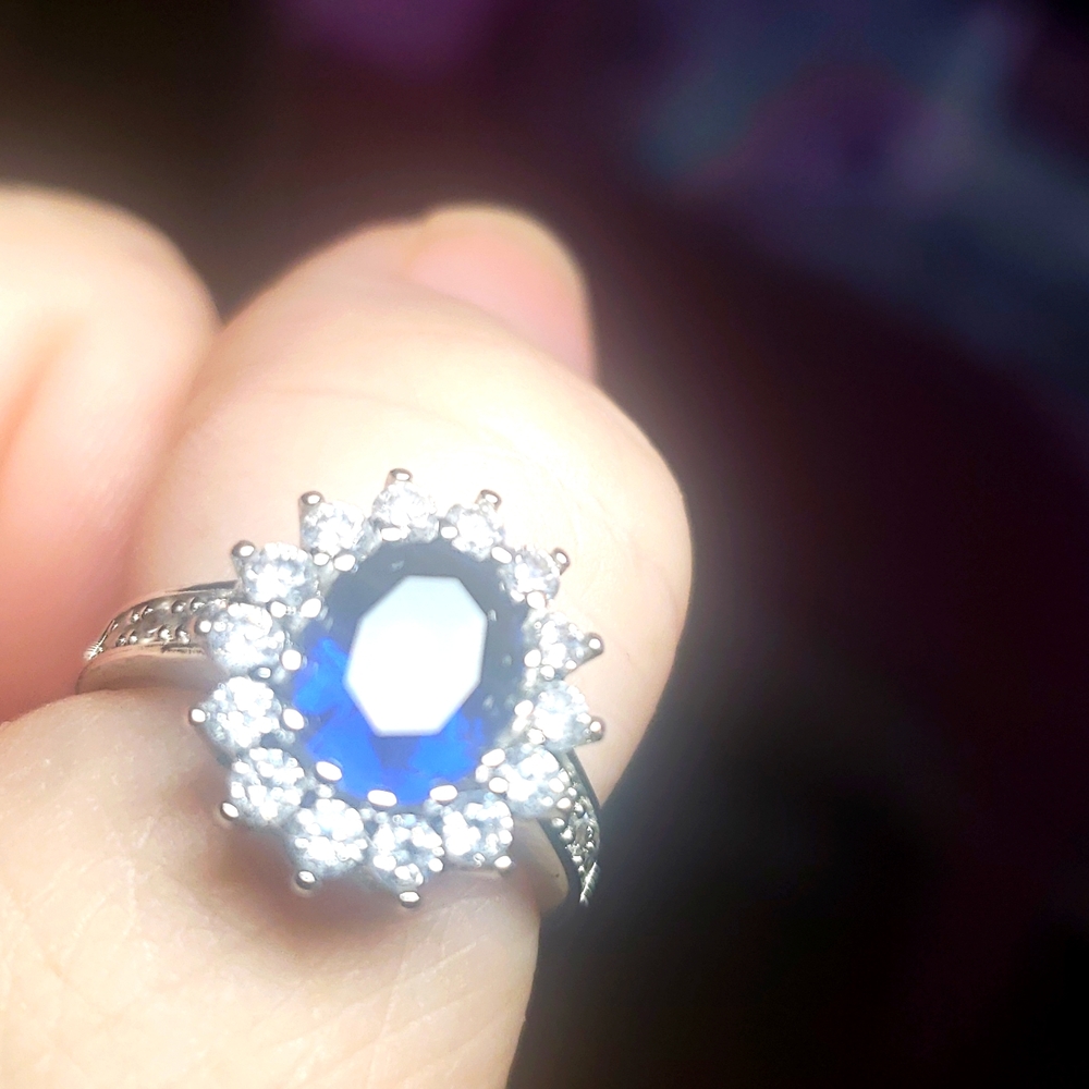 Marked 14k blue Sapphire and diamonds